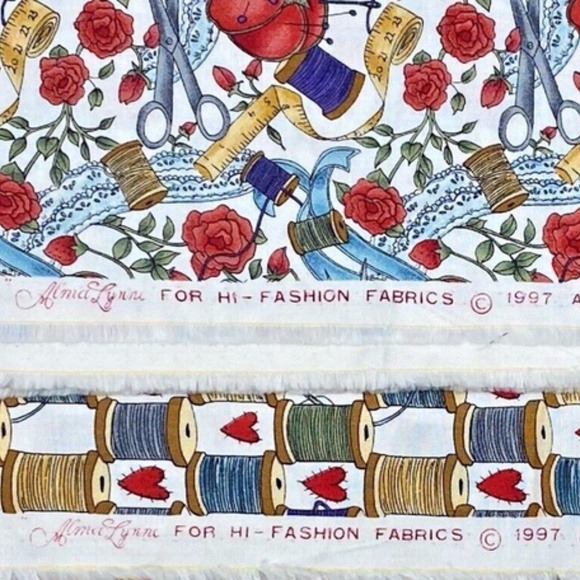 2.7 YD Hi-Fashion Fabric Sewing Spool Thread Heart Rose Measuring Tape Pin Quilt - Picture 8 of 9